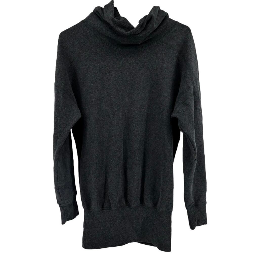 Lucy Activewear Cowl Neck Sweatshirt Oversized Pullover Knit Cotton Gray Small